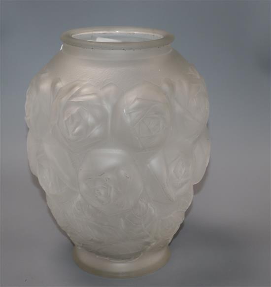 A Lalique-style glass vase